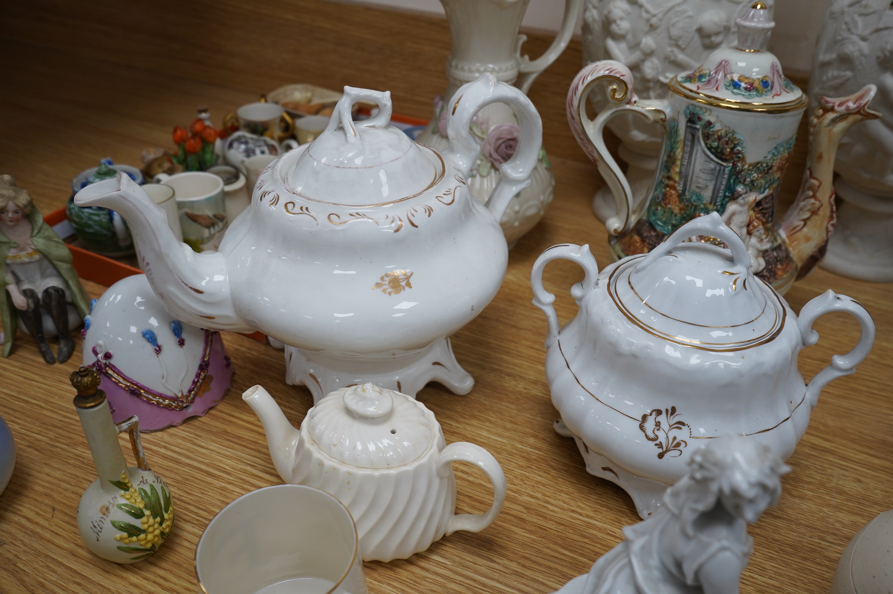 A group of continental ceramics to include Belleek, Copenhagen, Worcester, Goss, Doulton etc. Condition - varies